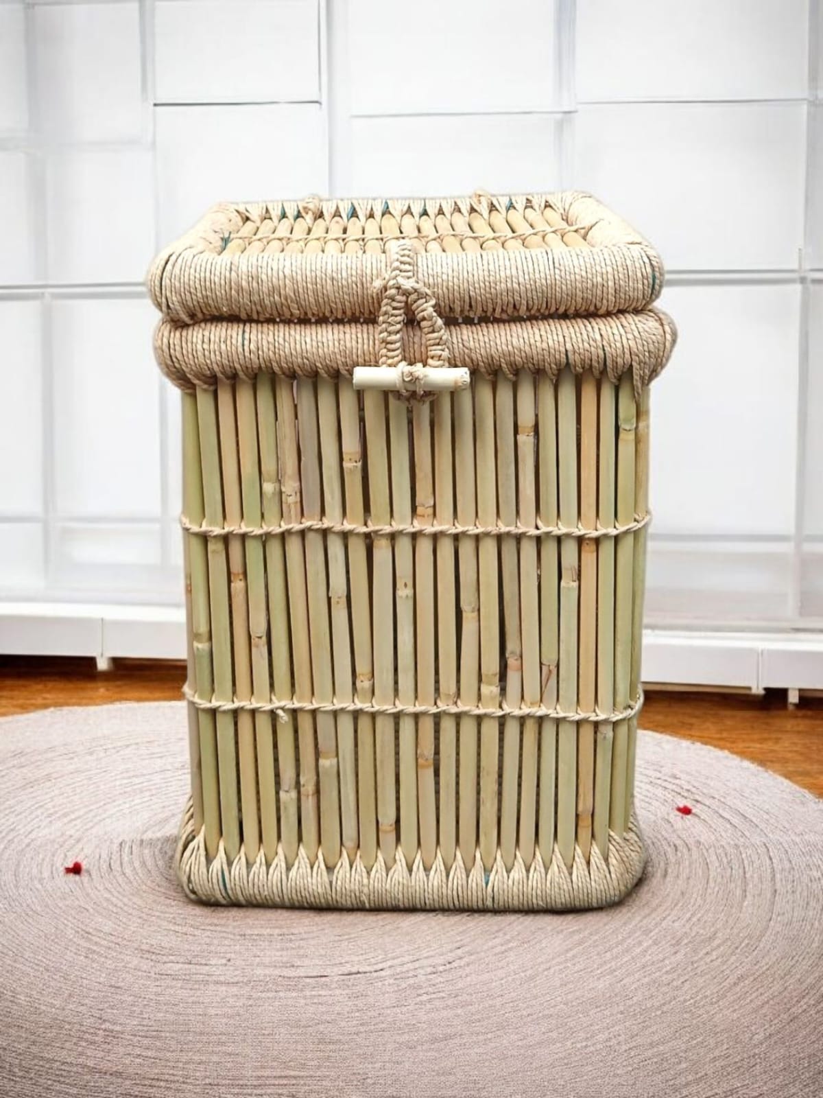 SHIZA® Handmade Bamboo Laundry Basket with Lid Large Storage Box